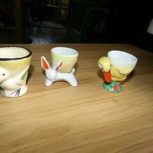 3 vintage porcelain  egg cups. japan